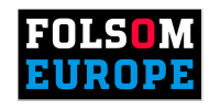 QueerPflege-LSBTIQ-Pflege Das Folsom Europe-Logo mit „FOLSOM“ in Weiß und Rot und „EUROPE“ in Blau auf schwarzem Hintergrund steht für unser Engagement für queersensible Pflege für die LGBTQI+-Community.