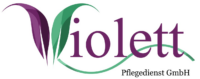 QueerPflege-LSBTIQ-Pflege Logo der Violett Pflegedienst GmbH mit stilisiertem lila-grünen „V“ und Text in Lila.