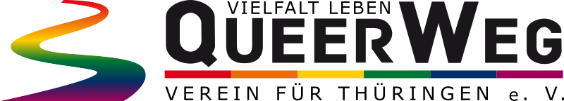 QueerPflege-LSBTIQ-Pflege Das Bild zeigt das QueerWeg-Logo mit einem regenbogenfarbenen Weg, der sich von links nach rechts krümmt und verengt und mit dem Text „QUEERWEG“ in fetten schwarzen Buchstaben endet, was das Engagement des Vereins für die LGBTQI+ Pflegeberatung und queerfreundliche Pflege symbolisiert.